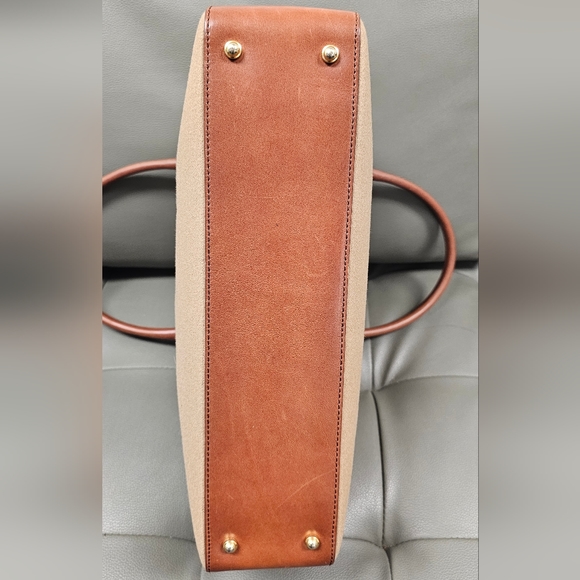 Fashion Tote Handbag Tan Brown Lined Stripe multi - Picture 9 of 12